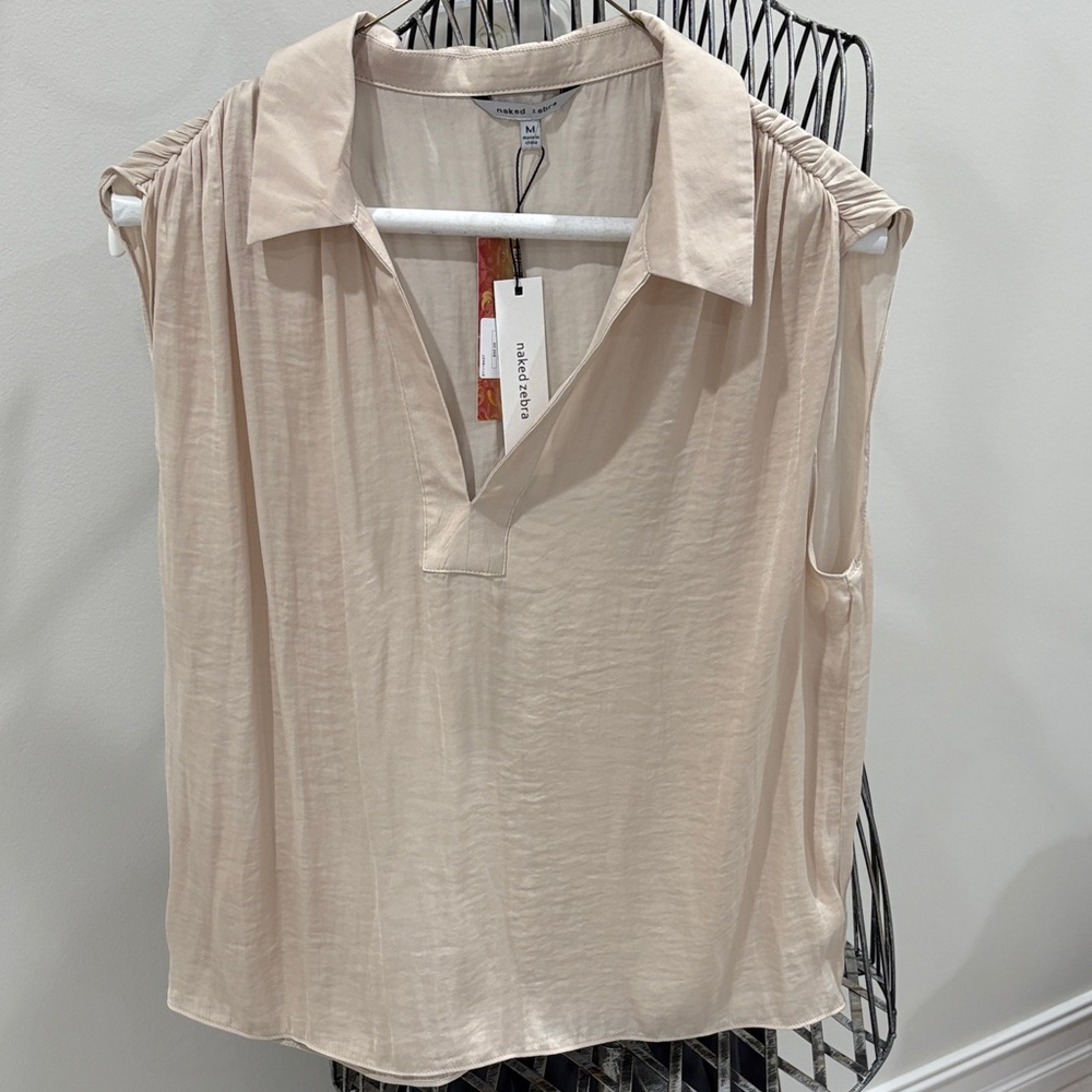 Naked Zebra Cream Sleeveless Blouse